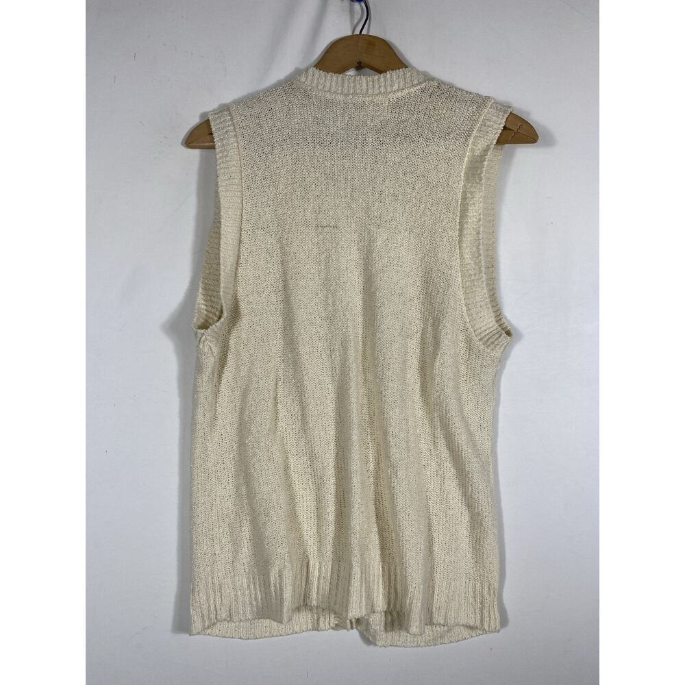 Its Pure Gould Sweater Vest Size Medium Ivory White Button Old Money Coastal VTG - Picture 11 of 12